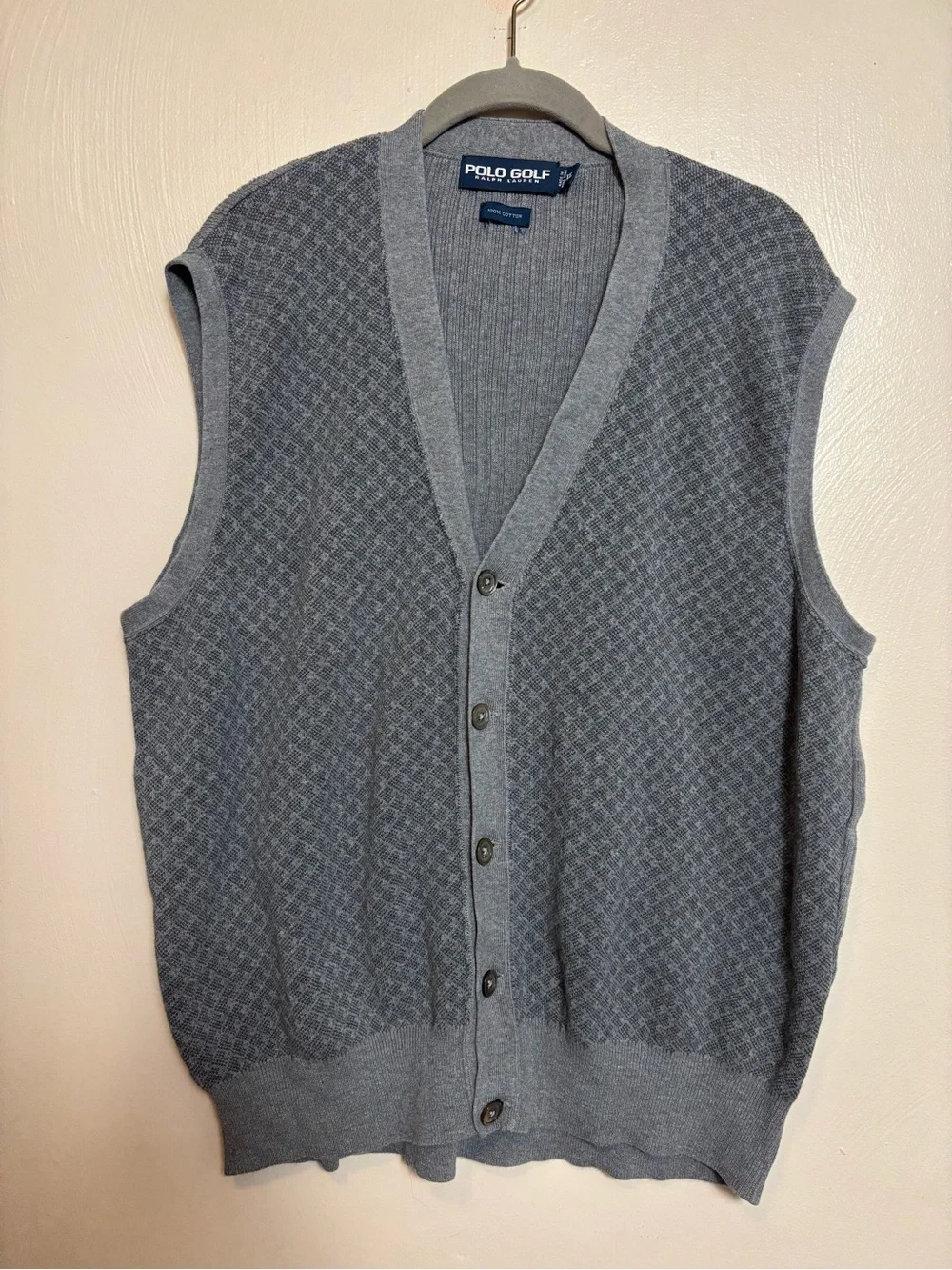 Vintage Y2K Polo Ralph Lauren Men’s V-Neck Button Front Knit Sweater Vest XL